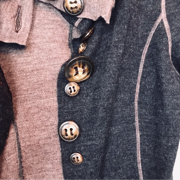 Anthro Casch Gro Wool Cardigan Boho Sweater Knit Wool Buttons High Collar Top M - Picture 10 of 16